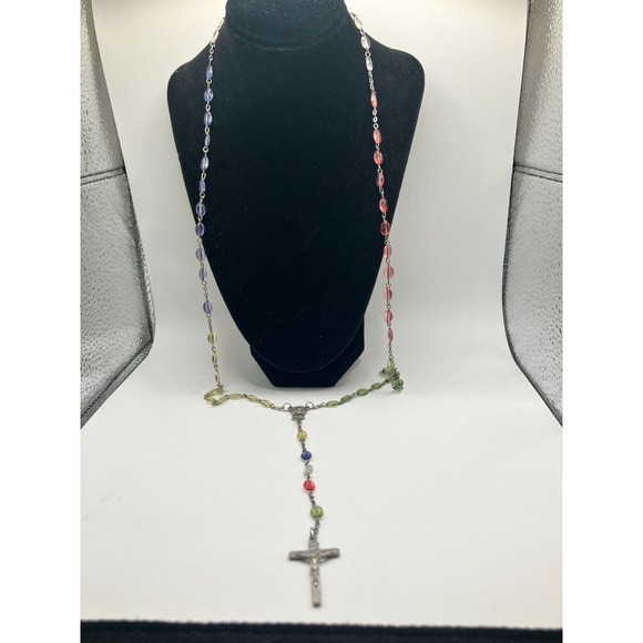 St Labre Indians Multicolored Rosary Beads 22 7/8 Inch Necklace! - Picture 4 of 12